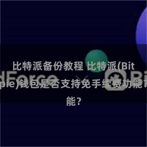 比特派备份教程 比特派(Bitpie)钱包是否支持免手续费功能？