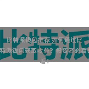 比特派钱包推荐 如何通过比特派钱包获取收益？投资者必看！