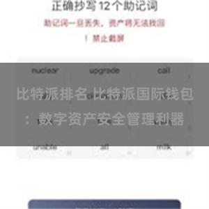 比特派排名 比特派国际钱包：数字资产安全管理利器